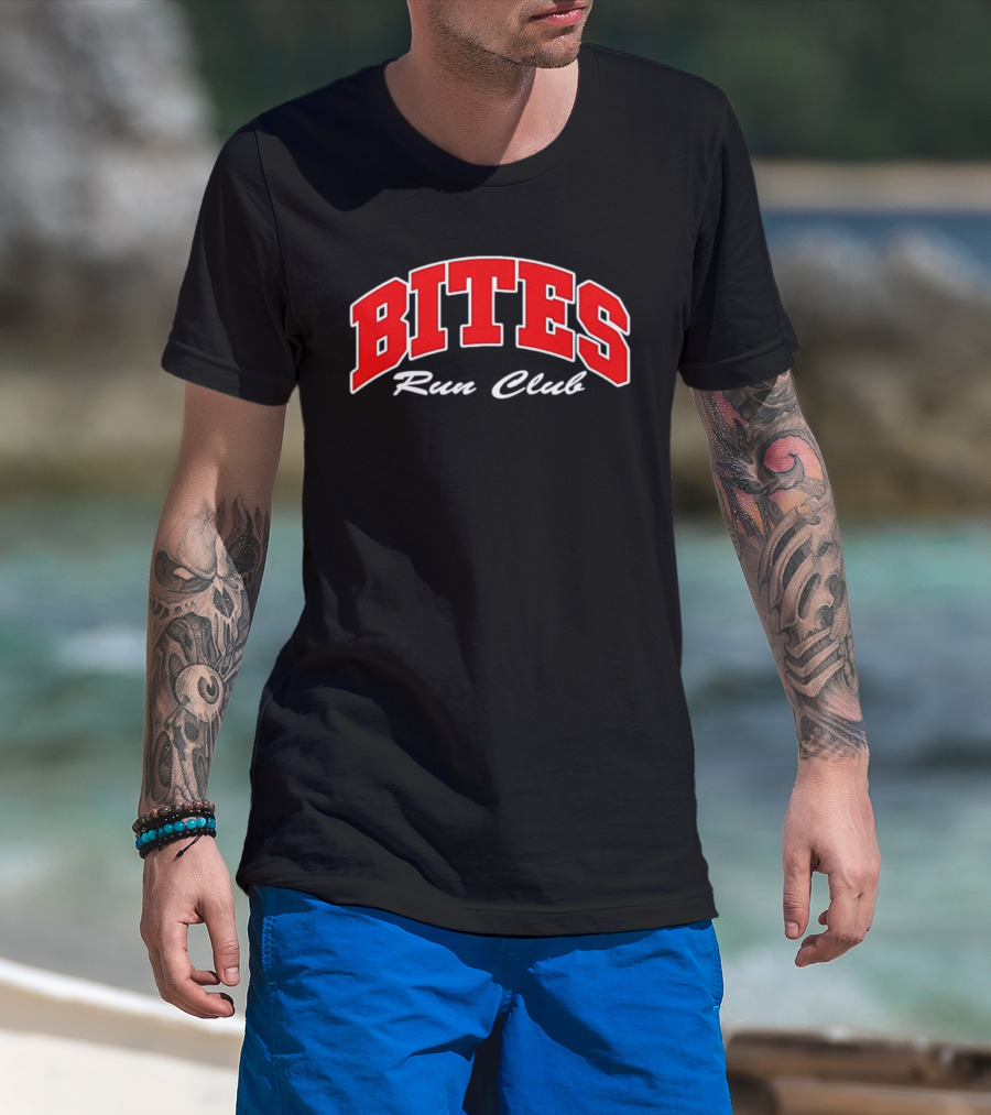 Bites Run Club Classic Style Sports Lettering T-Shirt