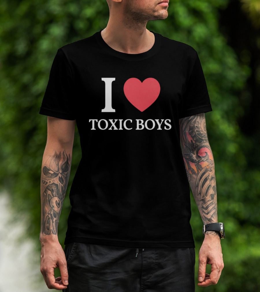 I Heart Toxic Boys Bold White And Red T-Shirt