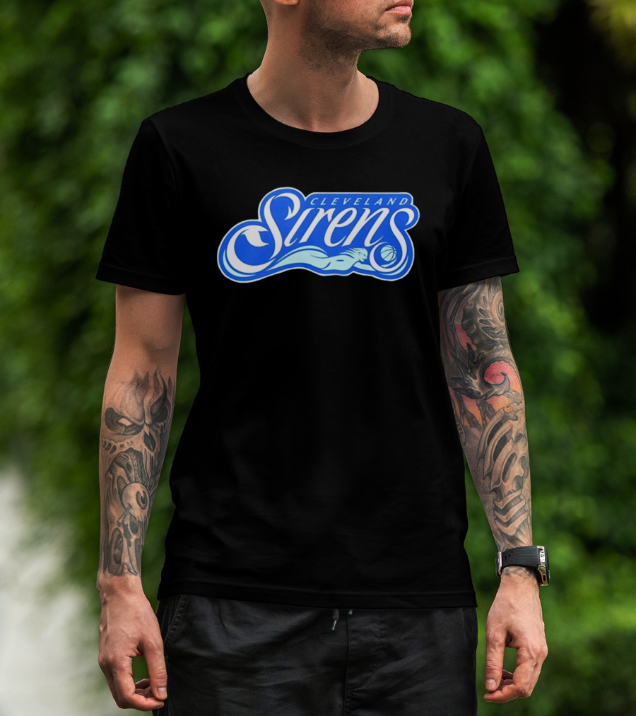 Cleveland Sirens Basketball Sports Team Oceanic Logo With Athlete And Ball T-Shirt