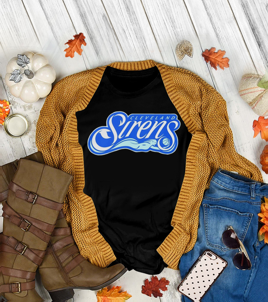 Cleveland Sirens Basketball Sports Team Oceanic Logo With Athlete And Ball T-Shirt