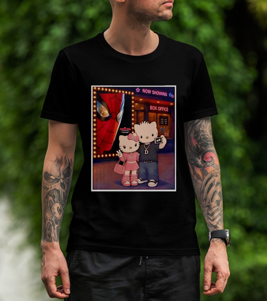 Now Showing Box Office Hello Kitty And Dear Daniel Spider Man Movie Polaroid Frame T-Shirt