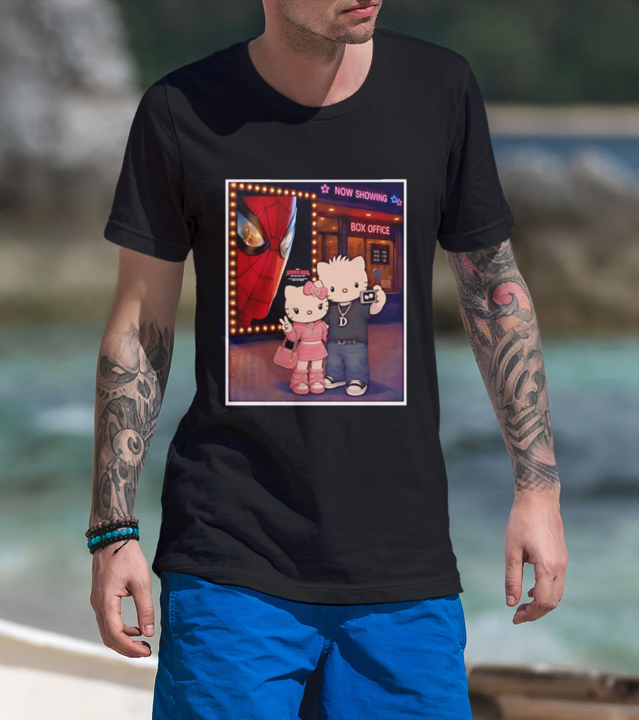 Now Showing Box Office Hello Kitty And Dear Daniel Spider Man Movie Polaroid Frame T-Shirt