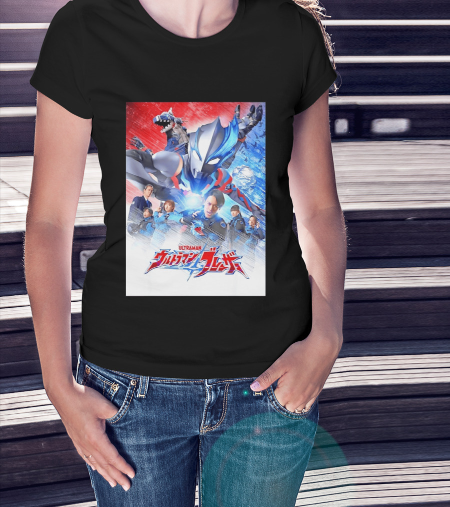 Ultraman Blazar Cast And Characters With Heroic Action Scene T-Shirt