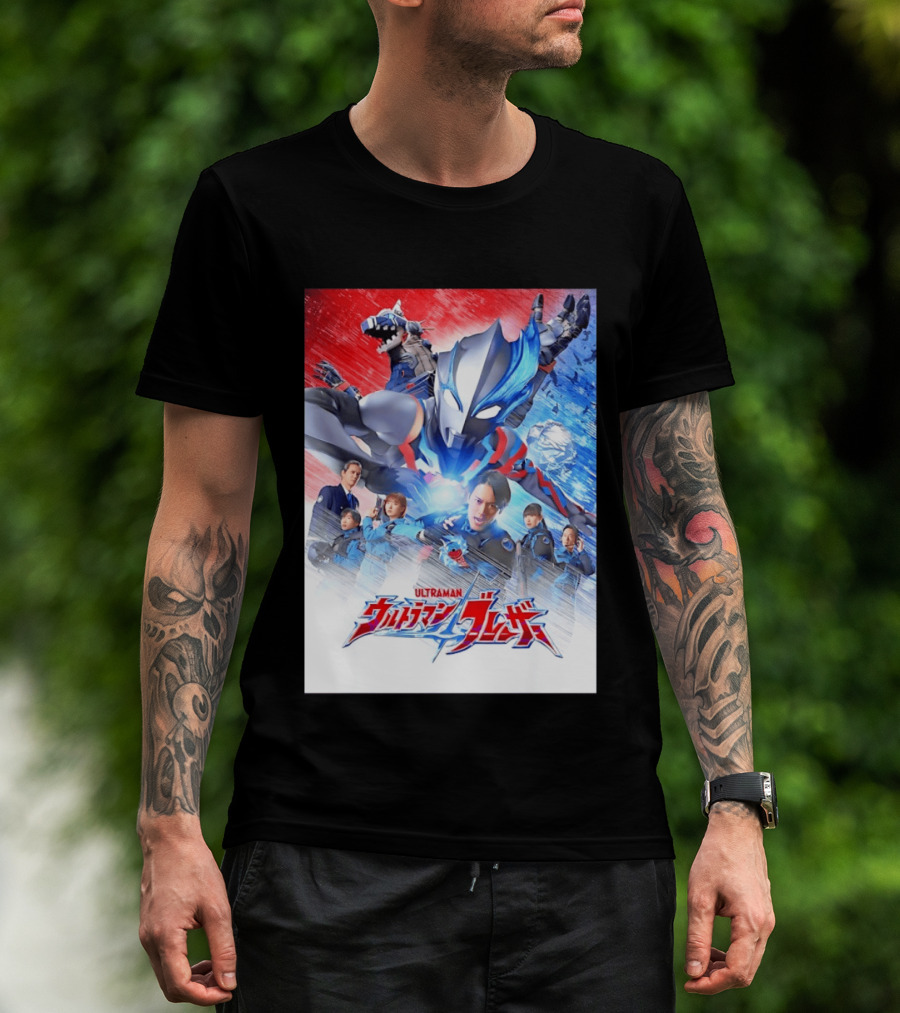 Ultraman Blazar Cast And Characters With Heroic Action Scene T-Shirt