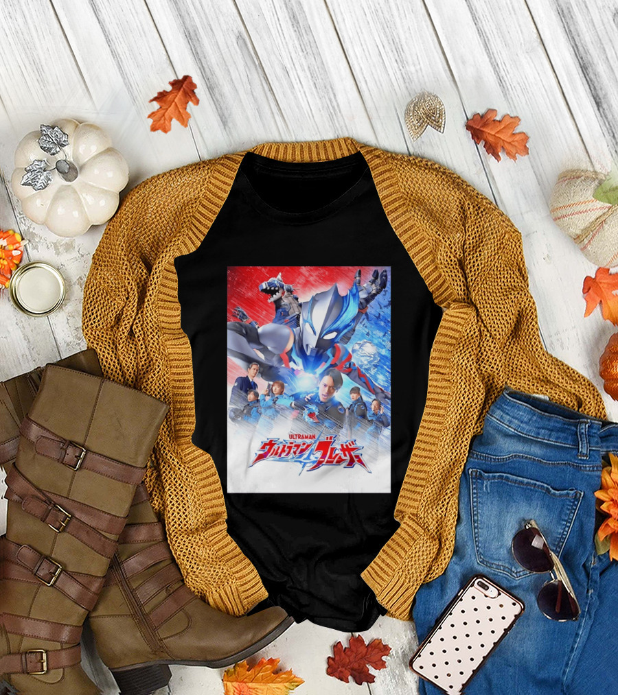 Ultraman Blazar Cast And Characters With Heroic Action Scene T-Shirt