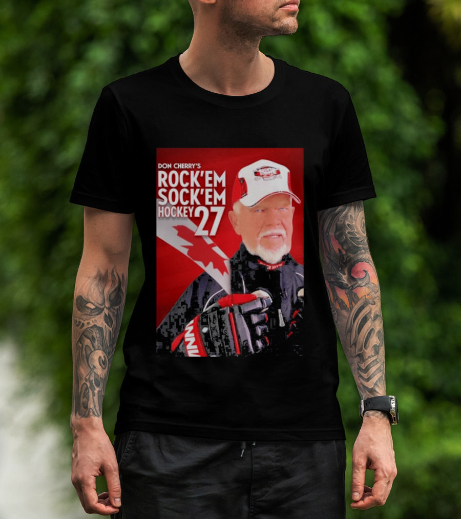 Don Cherry's Rock'em Sock'em Hockey 27 Maple Leaf Hat And Gloves Canada T-Shirt