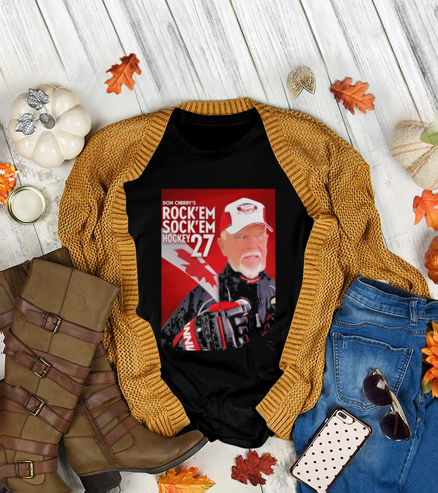 Don Cherry's Rock'em Sock'em Hockey 27 Maple Leaf Hat And Gloves Canada T-Shirt