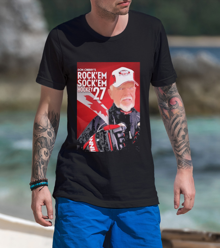 Don Cherry's Rock'em Sock'em Hockey 27 Maple Leaf Hat And Gloves Canada T-Shirt