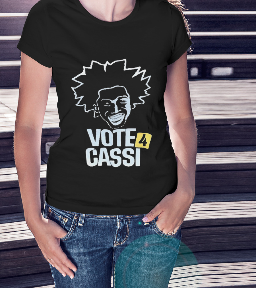 Vote 4 Cassi Spiky Afro Smiling Line T-Shirt