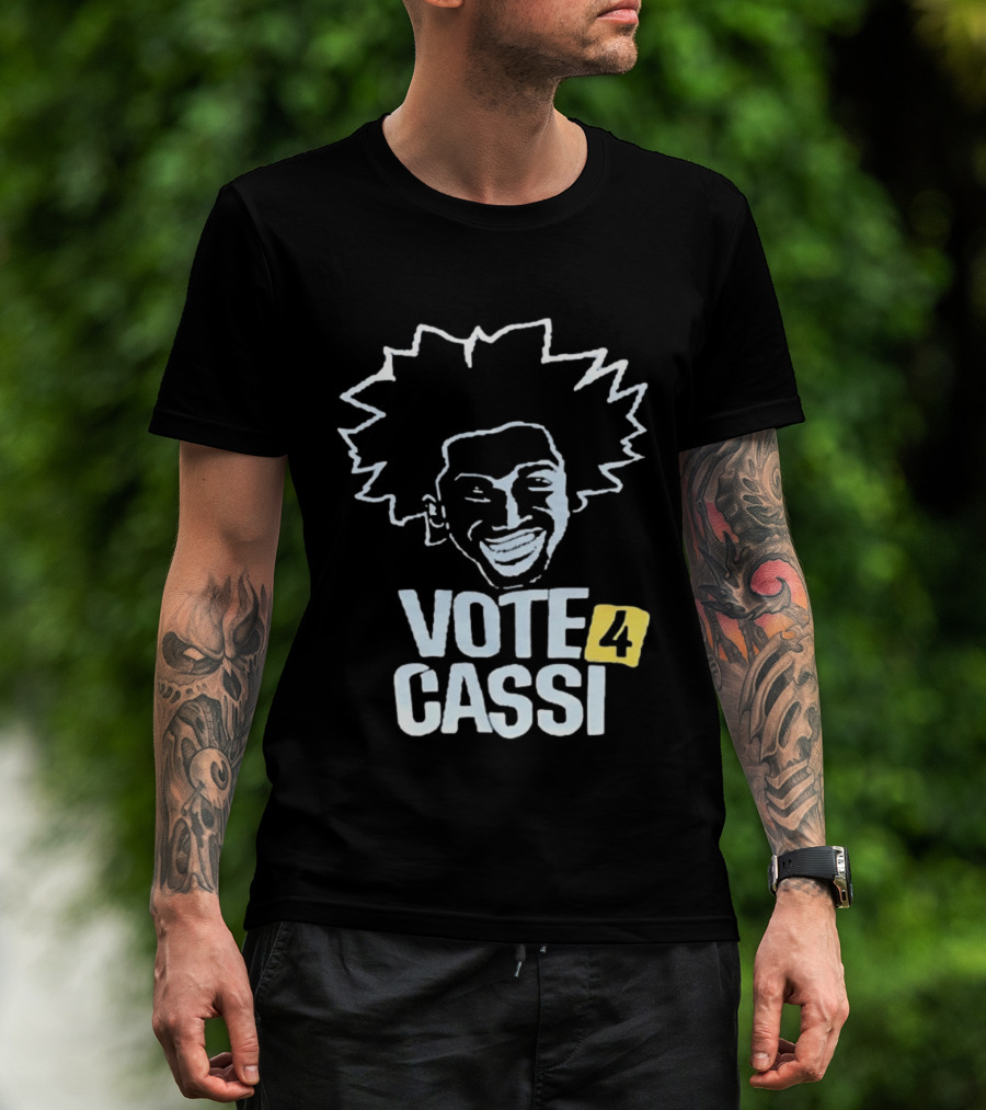 Vote 4 Cassi Spiky Afro Smiling Line T-Shirt