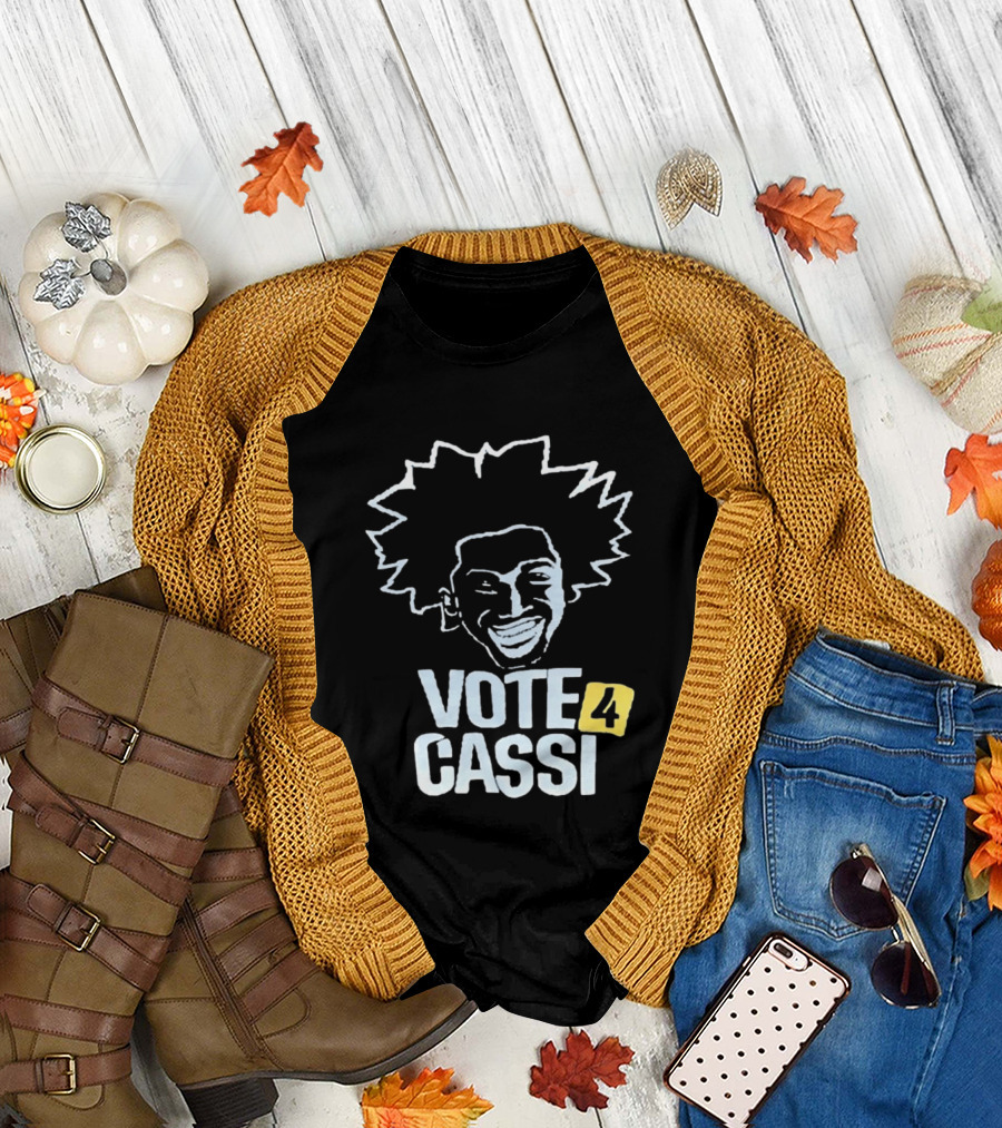Vote 4 Cassi Spiky Afro Smiling Line T-Shirt
