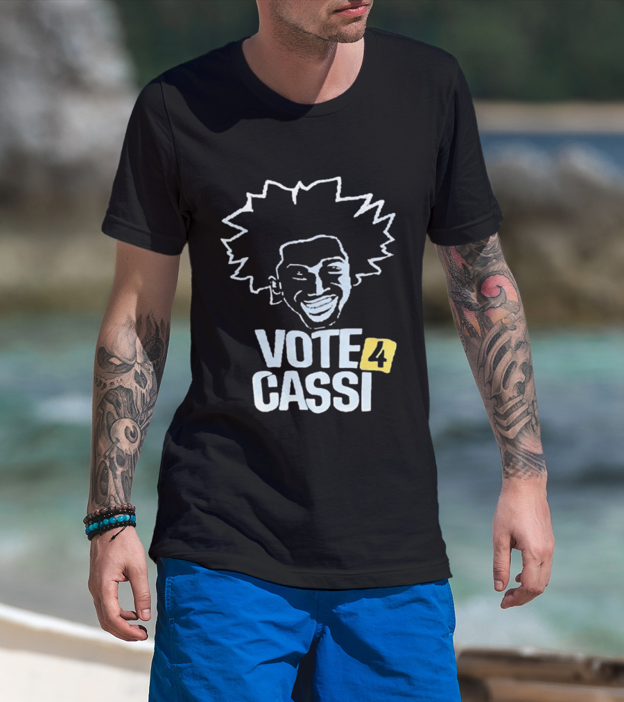 Vote 4 Cassi Spiky Afro Smiling Line T-Shirt