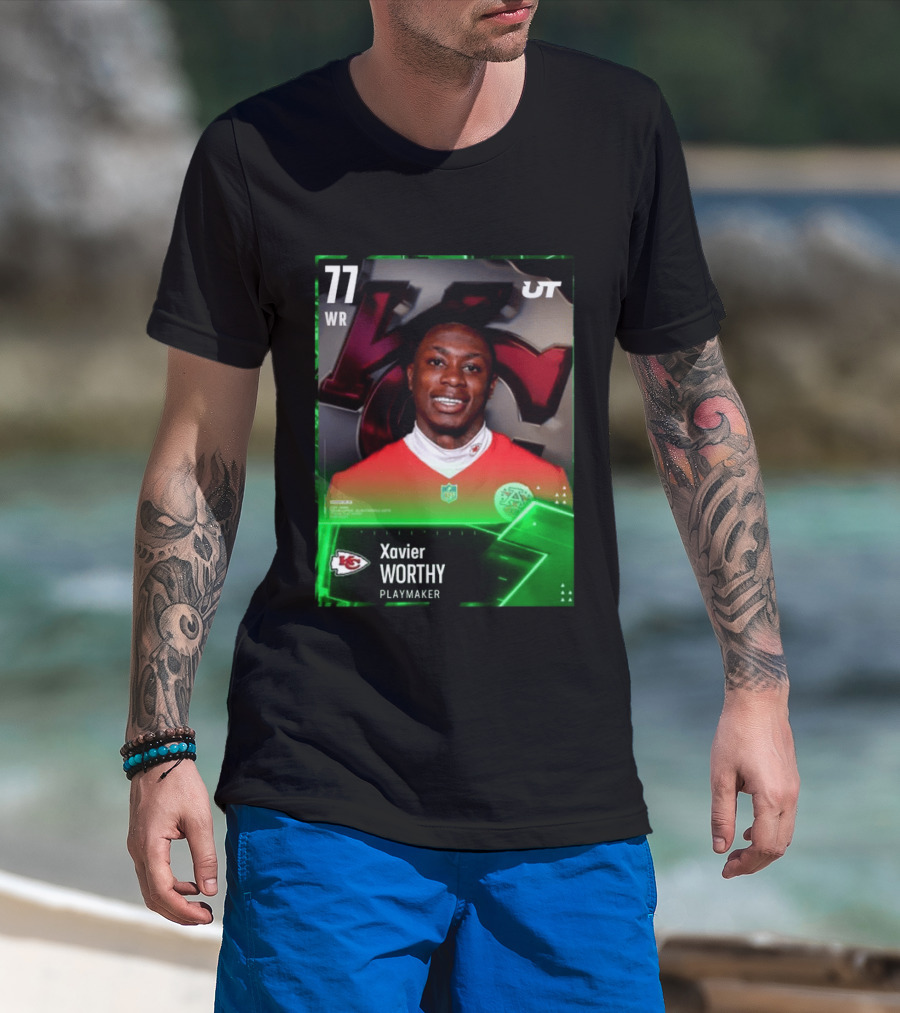 Xavier Worthy Kansas City Chiefs WR 77 Playmaker UT NFL T-Shirt