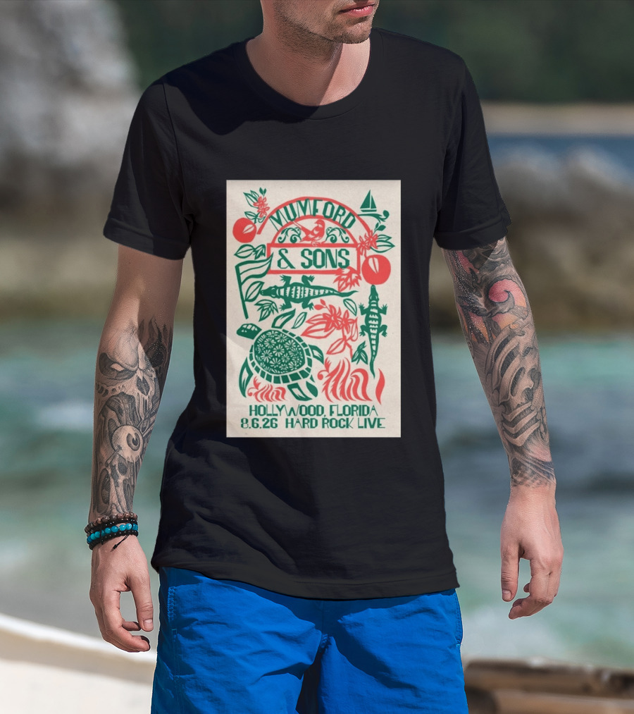 Mumford And Sons Hard Rock Live Hollywood Florida August 6 2026 Tour T-Shirt