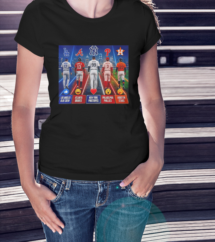 Los Angeles Blue Crew Atlanta Braves New York Pinstripes Philadelphia Phillies Houston Stars Ohtani Acuna Jr Jaxon Harper Altuve T-Shirt