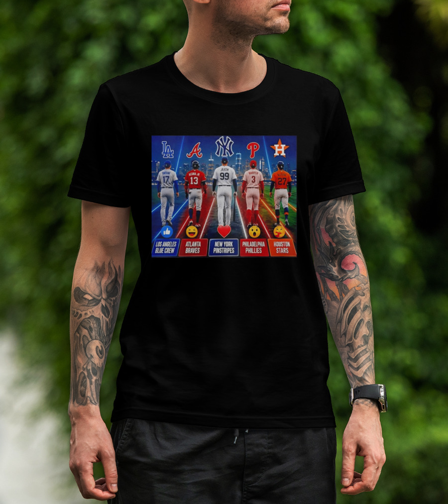 Los Angeles Blue Crew Atlanta Braves New York Pinstripes Philadelphia Phillies Houston Stars Ohtani Acuna Jr Jaxon Harper Altuve T-Shirt