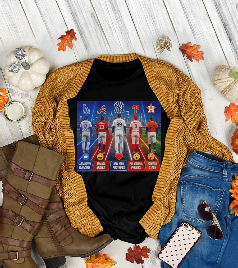 Los Angeles Blue Crew Atlanta Braves New York Pinstripes Philadelphia Phillies Houston Stars Ohtani Acuna Jr Jaxon Harper Altuve T-Shirt