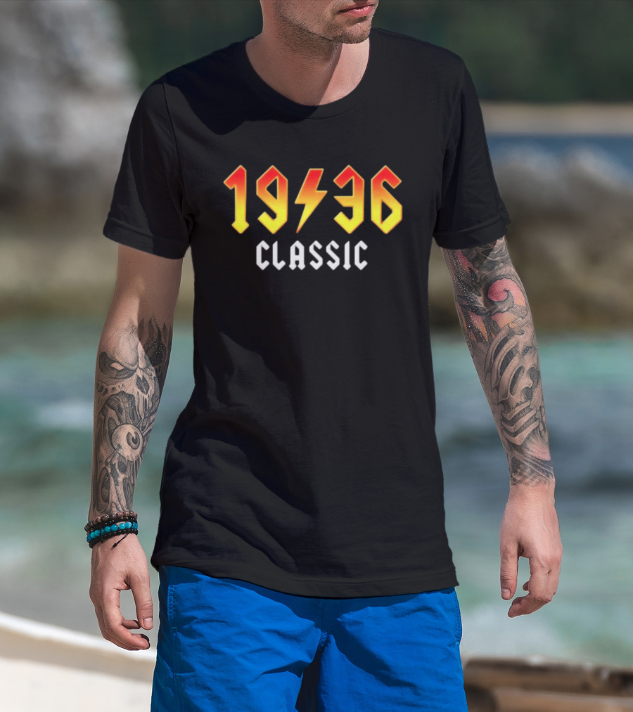 Original 90th Birthday Classic 1936 Rock Band Lightning Bolt T-Shirt