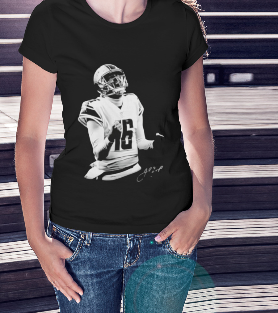 Original Detroit Lions Jared Goff 16 Quarterback MVP Player Autograph T-Shirt