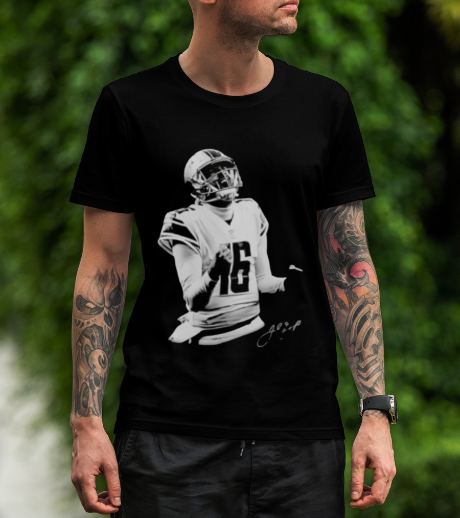 Original Detroit Lions Jared Goff 16 Quarterback MVP Player Autograph T-Shirt
