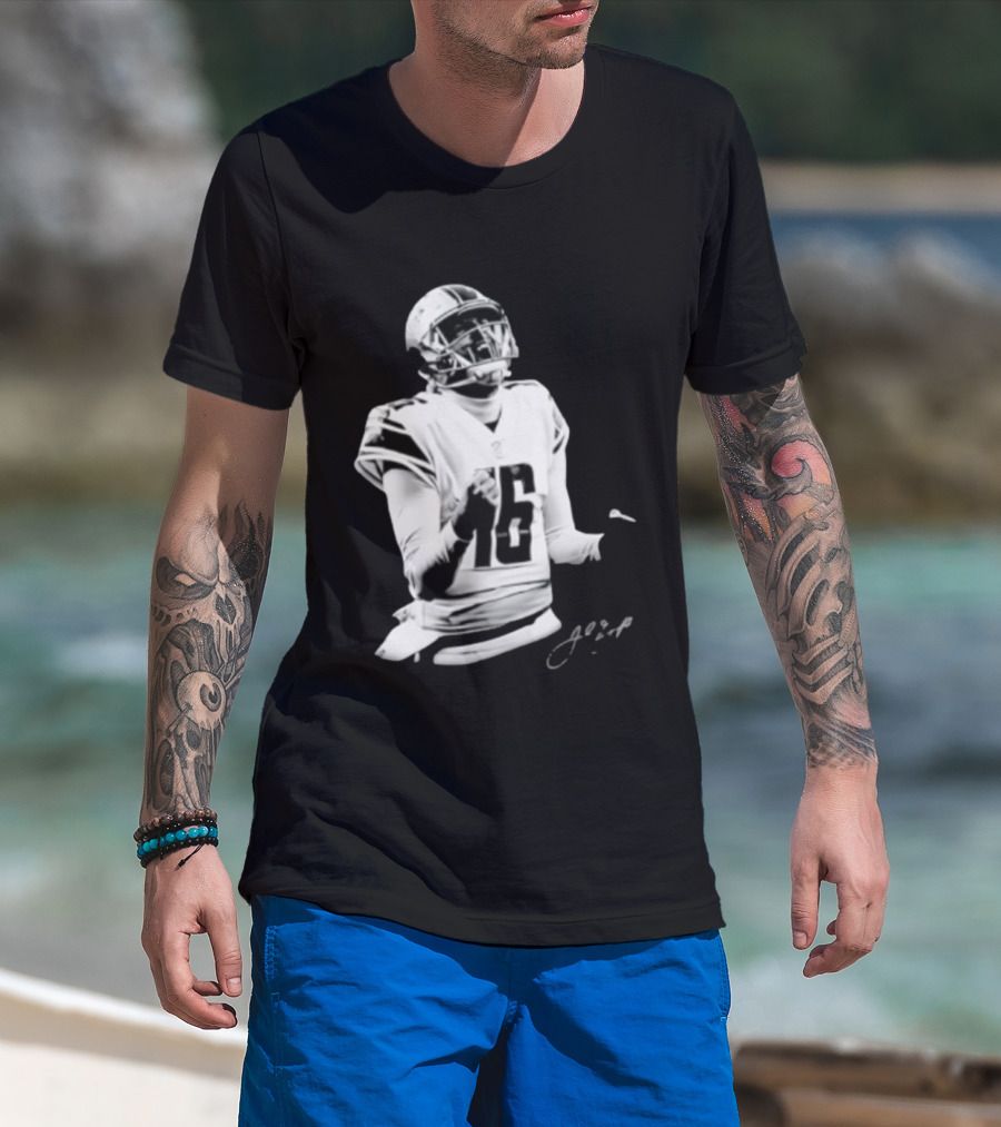 Original Detroit Lions Jared Goff 16 Quarterback MVP Player Autograph T-Shirt