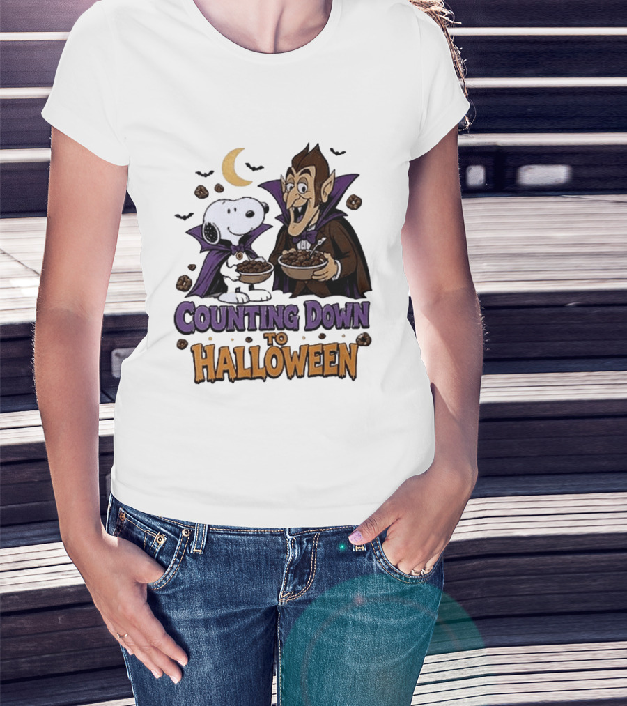 Peanuts Snoopy And Dracula Counting Down To Halloween T-Shirt
