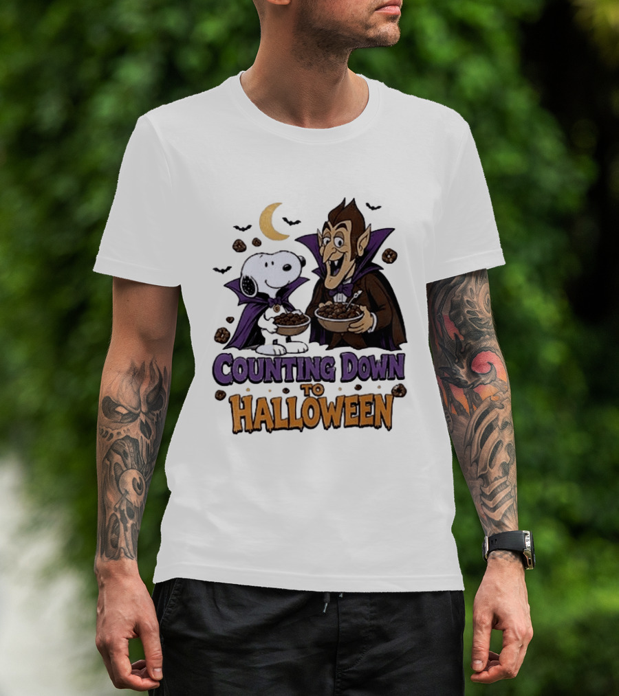 Peanuts Snoopy And Dracula Counting Down To Halloween T-Shirt