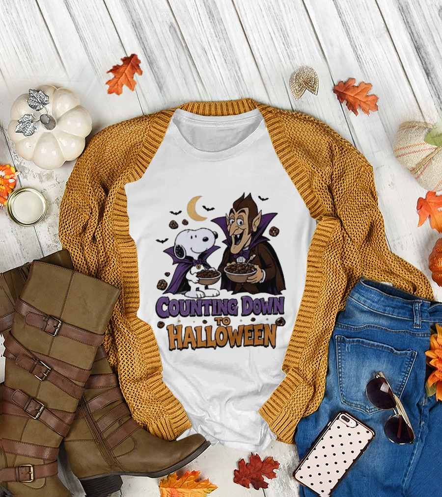 Peanuts Snoopy And Dracula Counting Down To Halloween T-Shirt