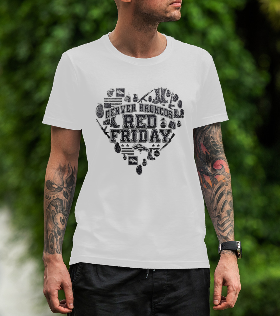 Denver Broncos Remember Everyone Deployed Heart Shape Red Friday T-Shirt