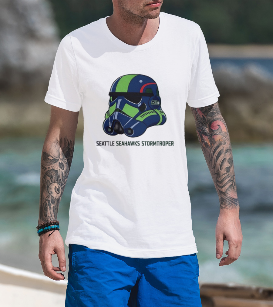 Seattle Seahawks Stormtrooper Game Day Galactic Helmet T-Shirt