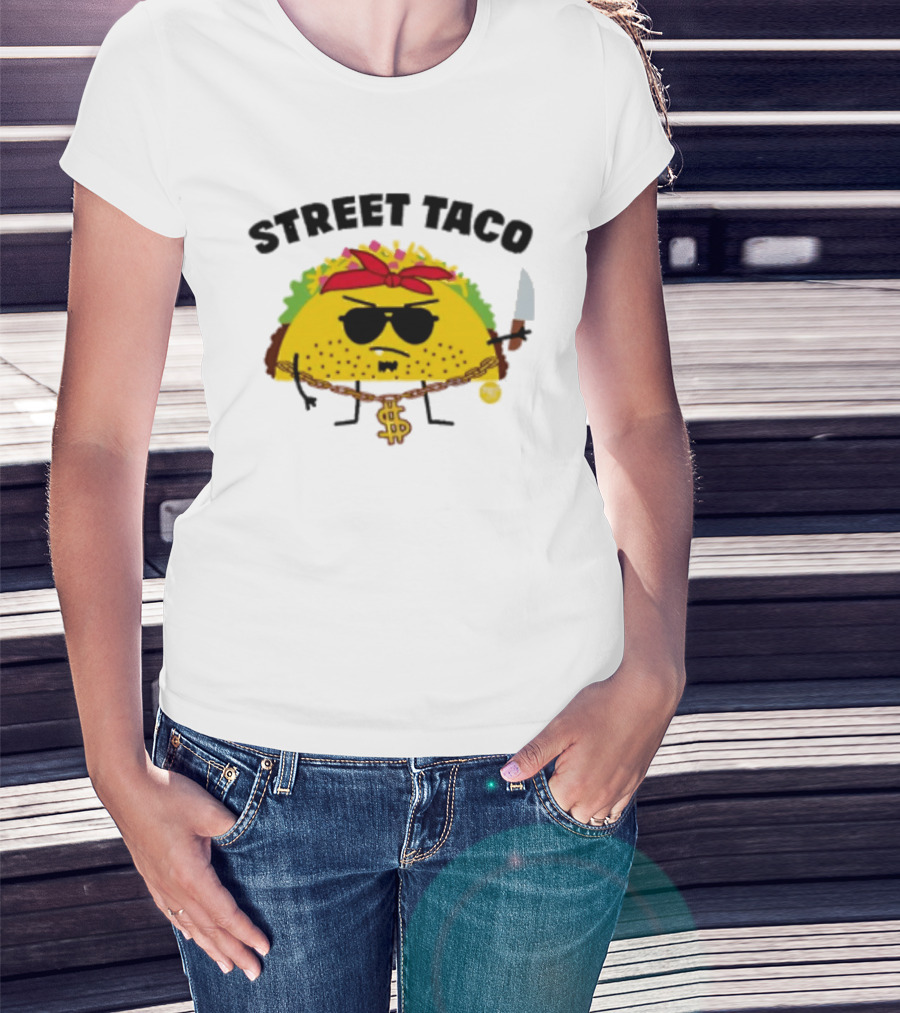 Street Taco Pirate With Knife And Dollar Sign Necklace T-Shirt