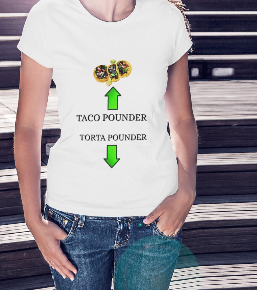 Taco Pounder Torta Pounder Trio Mexican Tacos Lime Green Arrows T-Shirt