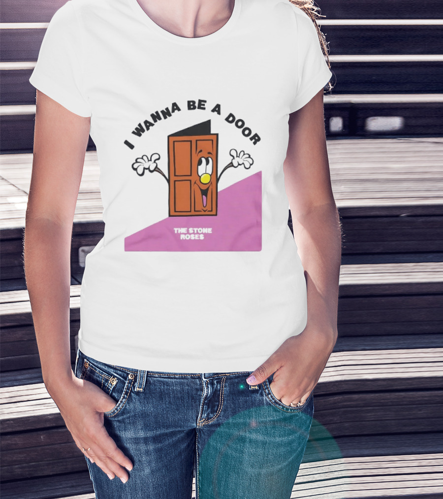 The Stone Roses I Wanna Be A Door Cartoon Yellow Nose Waving Hands T-Shirt
