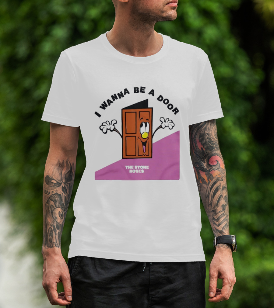 The Stone Roses I Wanna Be A Door Cartoon Yellow Nose Waving Hands T-Shirt
