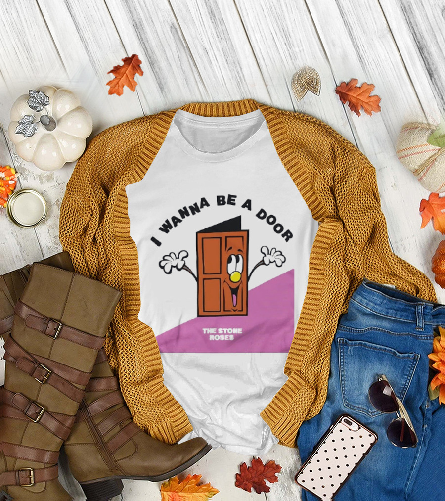 The Stone Roses I Wanna Be A Door Cartoon Yellow Nose Waving Hands T-Shirt
