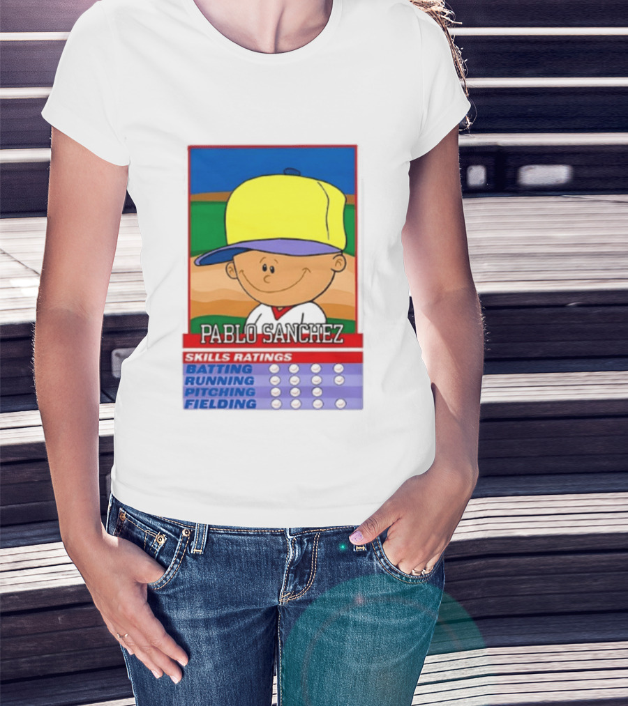 Trending Pablo Sanchez Skills Ratings Card Batting Running Pitching Fielding T-Shirt