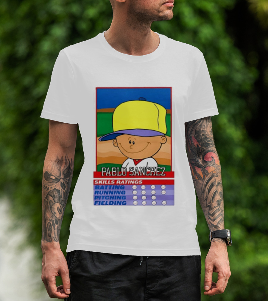 Trending Pablo Sanchez Skills Ratings Card Batting Running Pitching Fielding T-Shirt