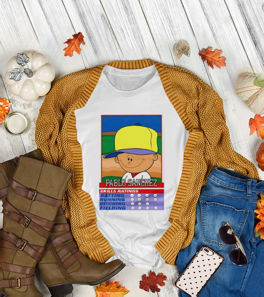 Trending Pablo Sanchez Skills Ratings Card Batting Running Pitching Fielding T-Shirt