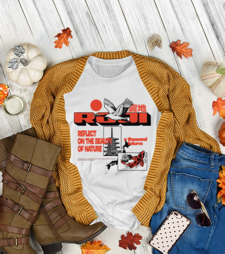 Unik Clothing Store Roji White Reflect On The Beauty Of Nature A Thousand Futures Koi Birds T-Shirt