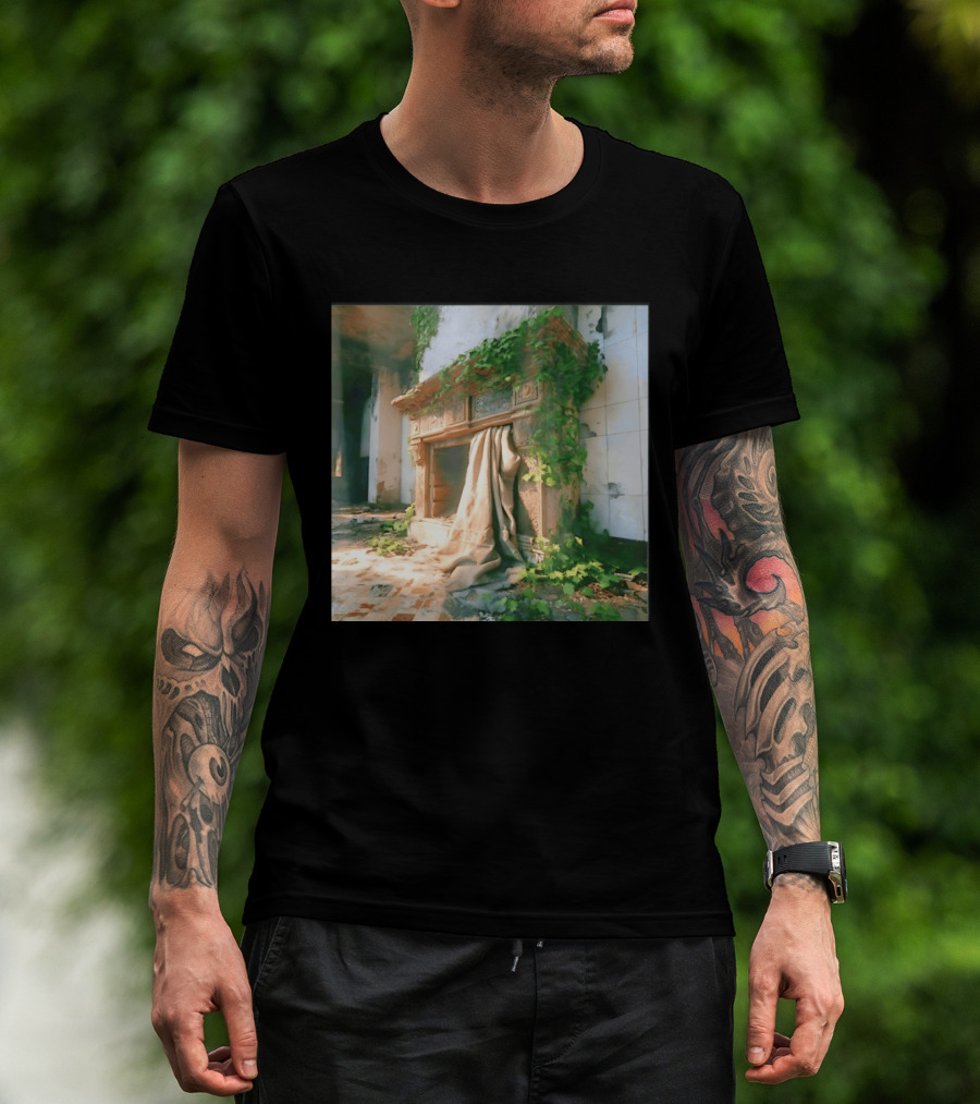 Abandoned Fireplace With Overgrown Ivy And Ruins Ambience T-Shirt