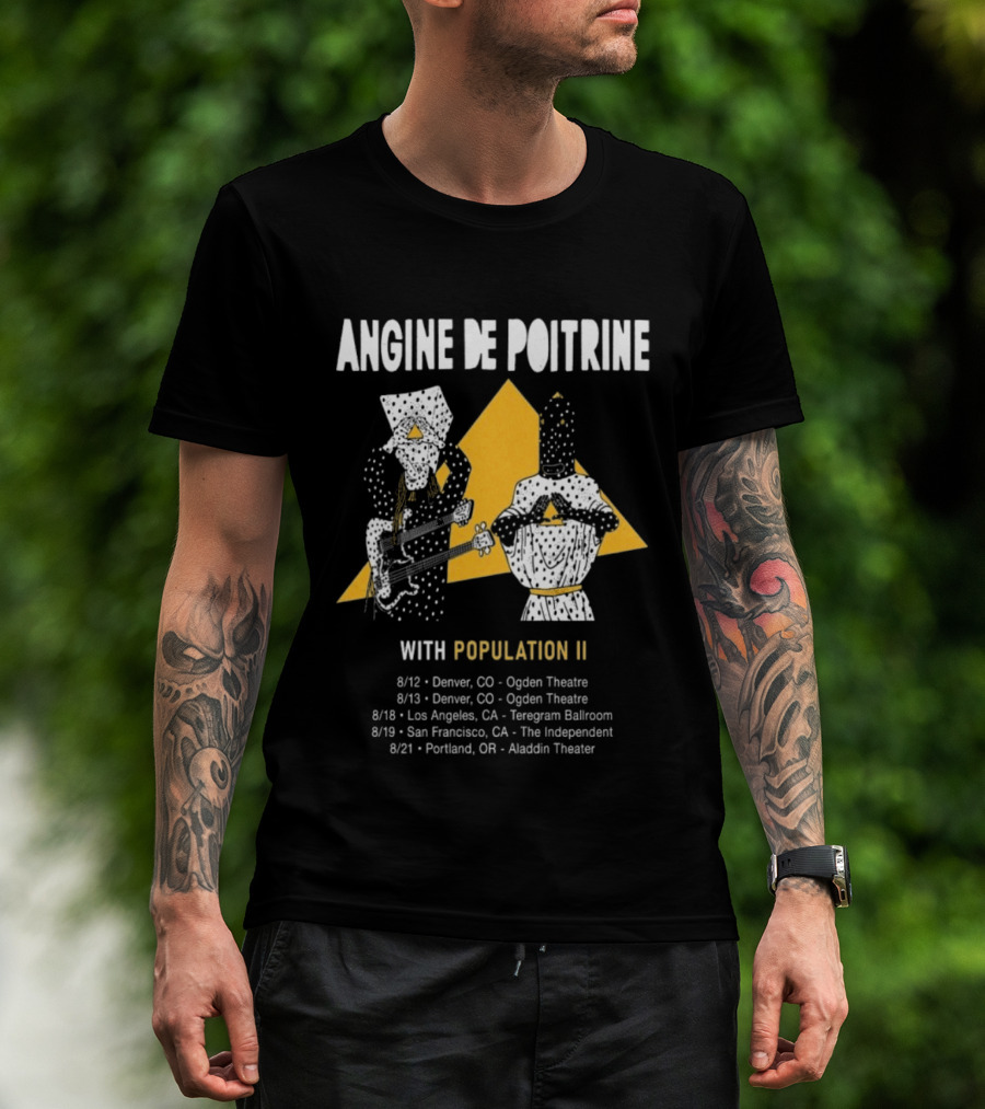 Angine De Poitrine With Population II Denver Ogden Theatre August 12 2026 Concert T-Shirt