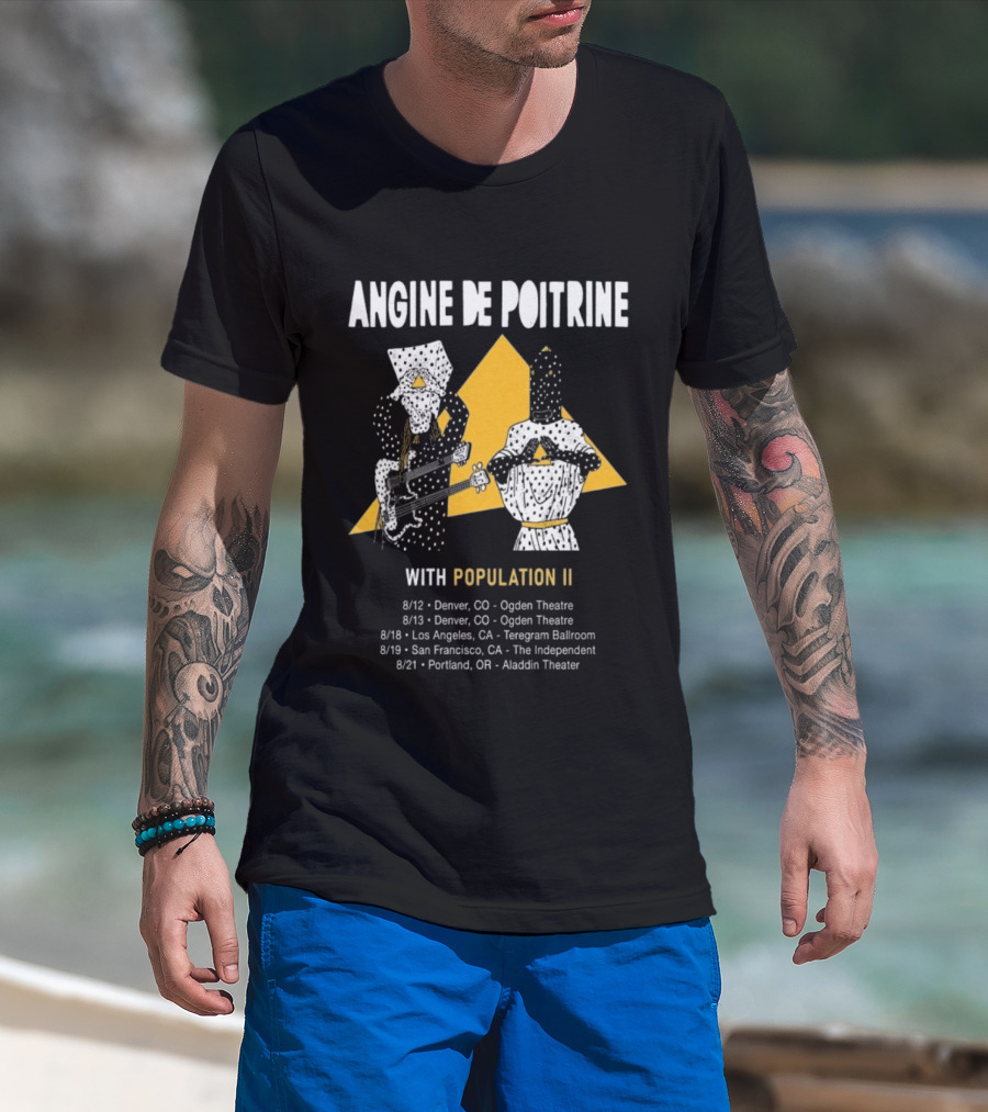 Angine De Poitrine With Population II Denver Ogden Theatre August 12 2026 Concert T-Shirt