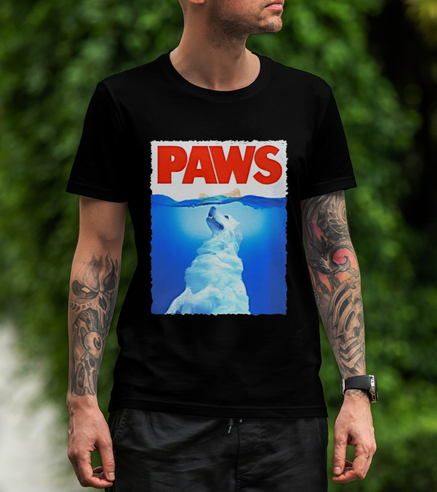 PAWS Classic Parody With Diving Dog Image T-Shirt