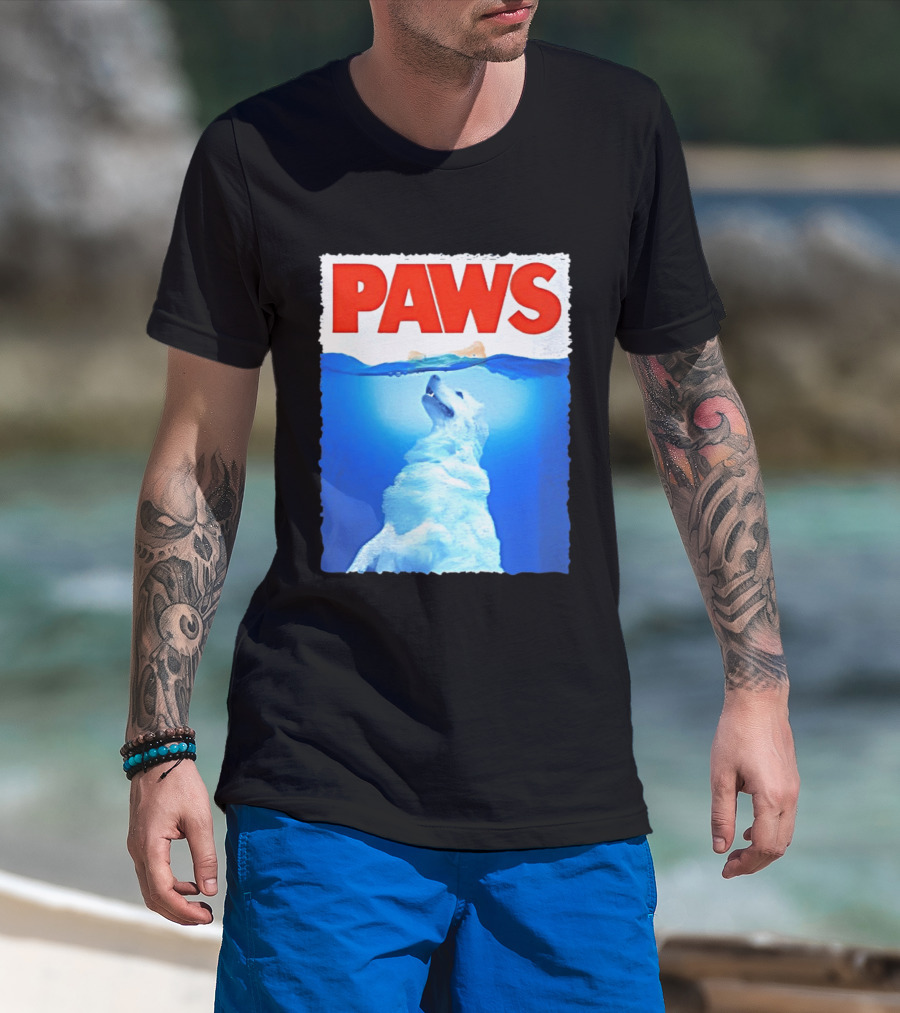 PAWS Classic Parody With Diving Dog Image T-Shirt