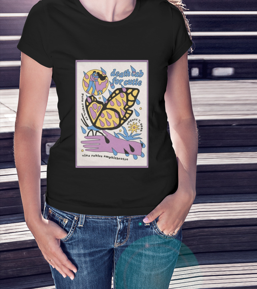 Death Cab For Cutie Paso Robles Vina Robles Amphitheatre August 7 2026 Butterfly T-Shirt