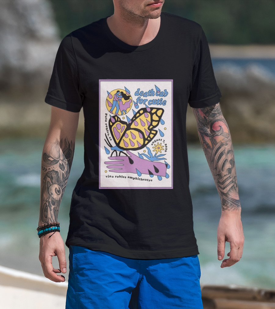 Death Cab For Cutie Paso Robles Vina Robles Amphitheatre August 7 2026 Butterfly T-Shirt