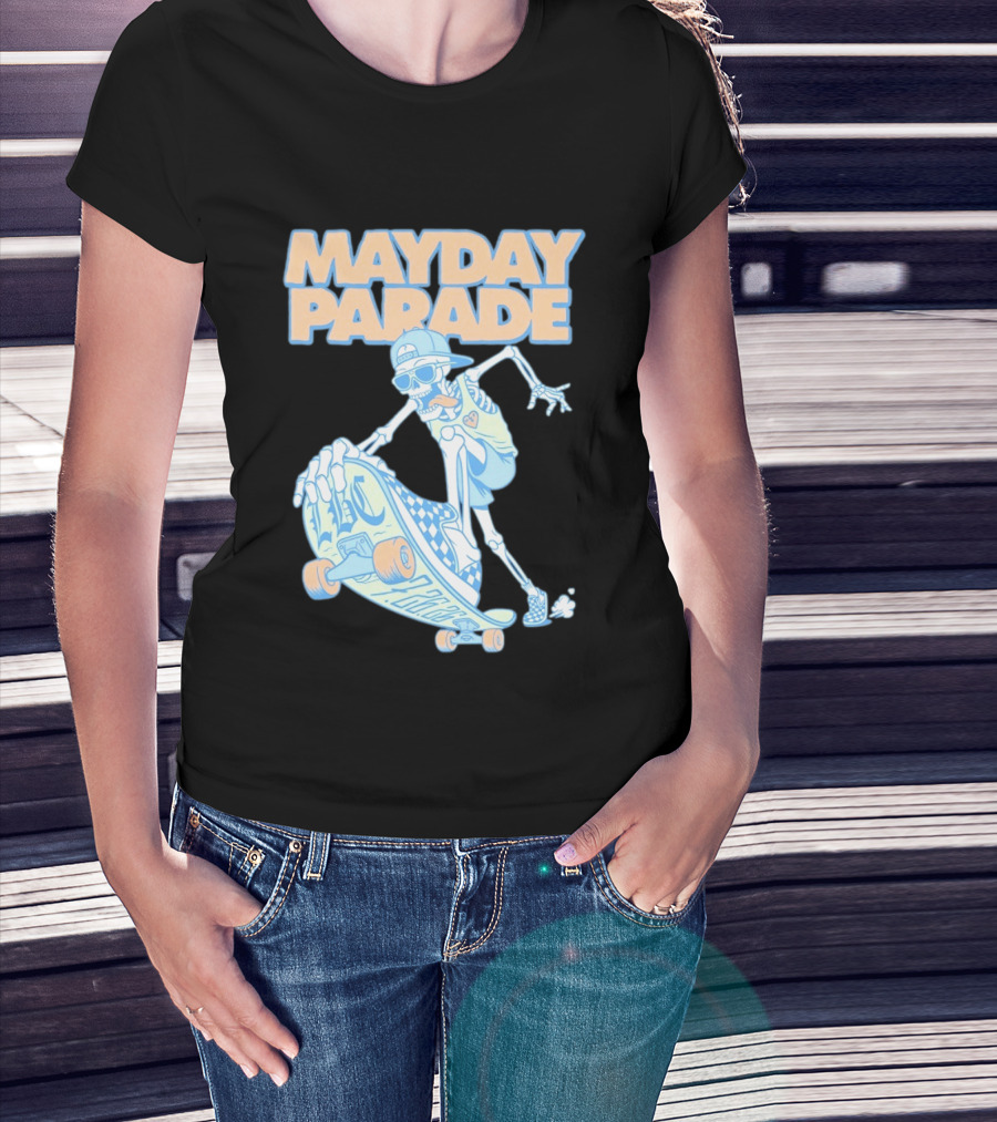 Mayday Parade Skeleton Skater With LBC 72626 Board T-Shirt