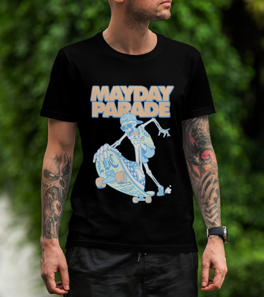 Mayday Parade Skeleton Skater With LBC 72626 Board T-Shirt