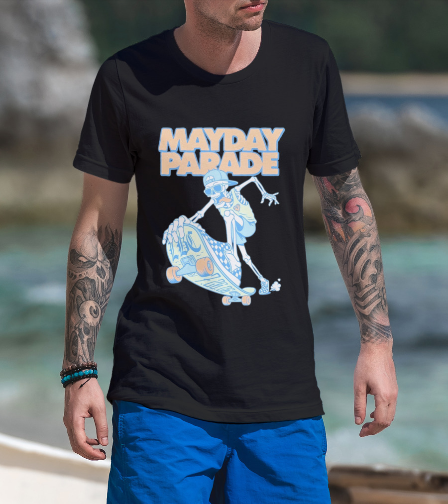 Mayday Parade Skeleton Skater With LBC 72626 Board T-Shirt