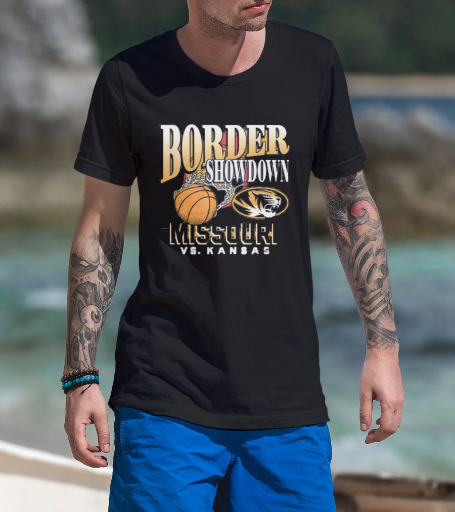 Border Showdown Missouri Tigers Vs Kansas Basketball 2025 T-Shirt